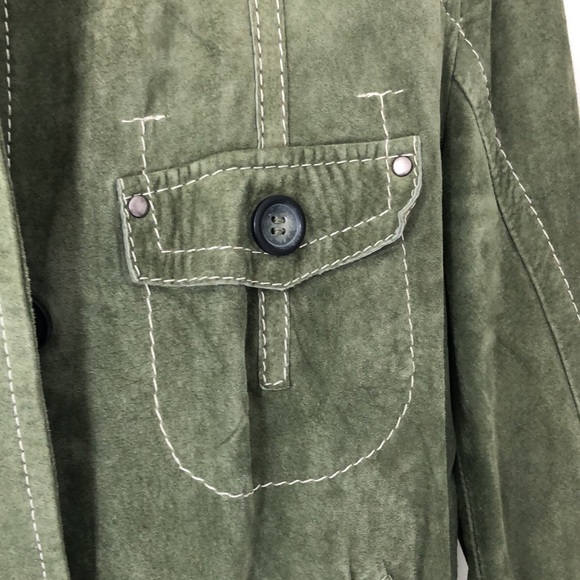 Danier green suede leather womens jacket S SML 2000s Y2K 90s - Picture 8 of 8